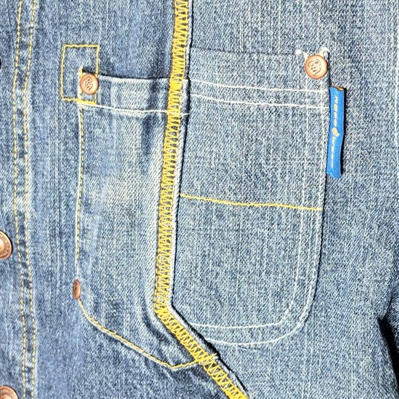 Rocawear RocDenimCorp Vintage 90s Denim Jacket w/ Yellow & White Embroidery SZ M - Picture 4 of 13